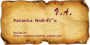 Valenta András névjegykártya